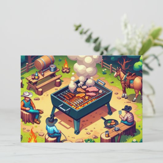 カウボーイの料理とグリル カスタム 招待状 (スタンド正面)
