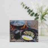 カウボーイの朝食が砂浜で崩れた ポストカード (スタンド正面)