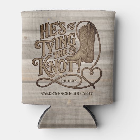 カウボーイの木版 結婚前のお別れパーティー 缶クーラー (正面)