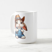 カウボーイの格好をしたウサギ コーヒーマグカップ (正面左)