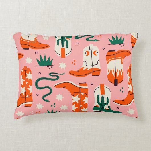 カウボーイの様々なブーツの柄 アクセントクッション (正面)