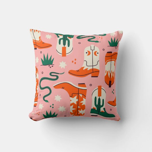 カウボーイの様々なブーツの柄 クッション (正面)