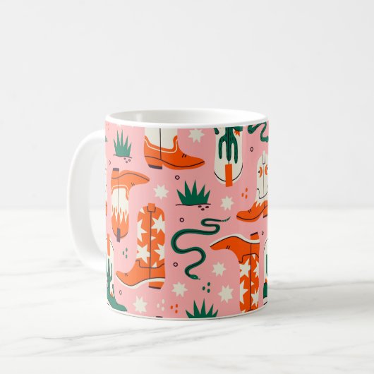 カウボーイの様々なブーツの柄 コーヒーマグカップ (正面左)