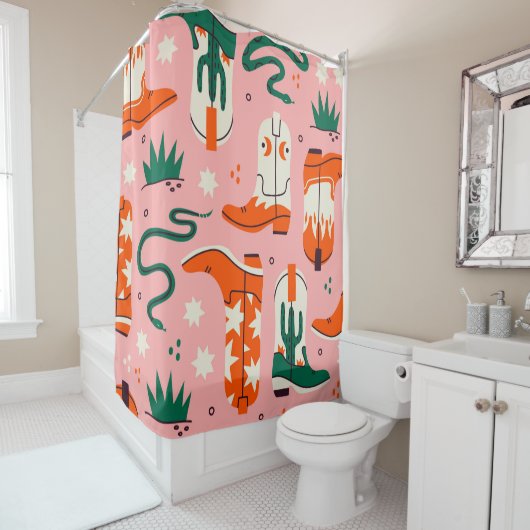 カウボーイの様々なブーツの柄 シャワーカーテン (インサイチュ)