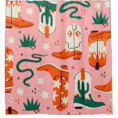 カウボーイの様々なブーツの柄 シャワーカーテン (正面)