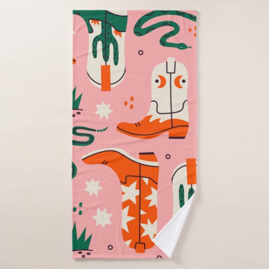 カウボーイの様々なブーツの柄 バスタオル (バスタオル)