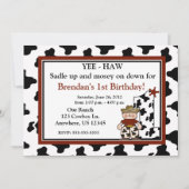 カウボーイの男の子の最初誕生日の招待 招待状 (正面)