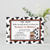 カウボーイの男の子の最初誕生日の招待 招待状 (スタンド正面)