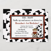 カウボーイの男の子の最初誕生日の招待 招待状 (正面/裏面)