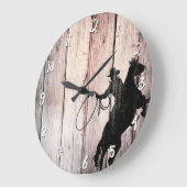 カウボーイの素朴な木製の納屋の国の野生の西 ラージ壁時計 (傾斜)