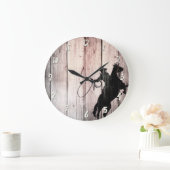 カウボーイの素朴な木製の納屋の国の野生の西 ラージ壁時計 (ホーム)