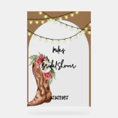 カウボーイの花を飾ったブライズシャワー アクリルサイン (正面)