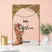 カウボーイの花を飾ったブライズシャワー アクリルサイン (ウェディング)