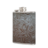 カウボーイの茶色の西欧諸国の革パターン フラスク (左)