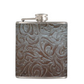 カウボーイの茶色の西欧諸国の革パターン フラスク (正面)