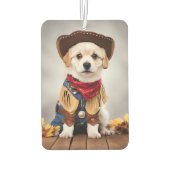 カウボーイの衣装を着た可愛い犬 カーエアーフレッシュナー (裏面)