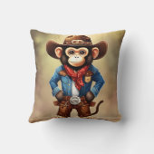 カウボーイの衣装を着た可愛い猿 クッション (裏面)