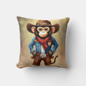 カウボーイの衣装を着た可愛い猿 クッション (正面)