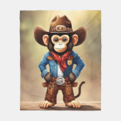 カウボーイの衣装を着た可愛い猿 フリースブランケット (正面)
