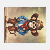 カウボーイの衣装を着た可愛い猿 フリースブランケット (正面(横))