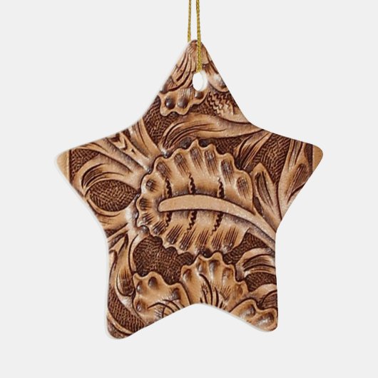 カウボーイの西欧諸国のパターンによって用具を使われる革 セラミックオーナメント (右)