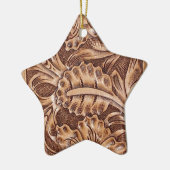 カウボーイの西欧諸国のパターンによって用具を使われる革 セラミックオーナメント (左)