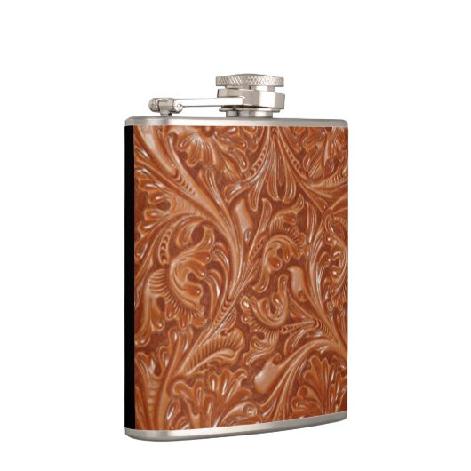 カウボーイの西欧諸国のパターンによって用具を使われる革 フラスク (右)