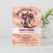 カウボーイの西部のブーツ マゼンタ ピーチ バブル チック 招待状 (スタンド正面)