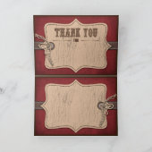 カウボーイの西部の揺り木馬は感謝していしています サンキューカード (内部)