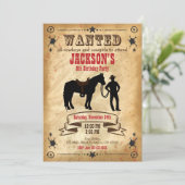 カウボーイの西部の誕生日の招待状は/ポスターがほしいと思いました 招待状 (スタンド正面)