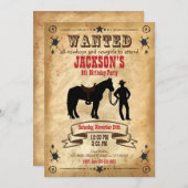 カウボーイの西部の誕生日の招待状は/ポスターがほしいと思いました 招待状 (正面/裏面)