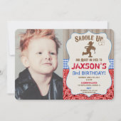 カウボーイの西部の誕生日の男の子の素朴な写真 招待状 (正面)