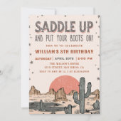 カウボーイの西部風の誕生日 ブーツを履け 招待状 (正面)