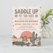 カウボーイの西部風の誕生日 ブーツを履け 招待状 (スタンド正面)