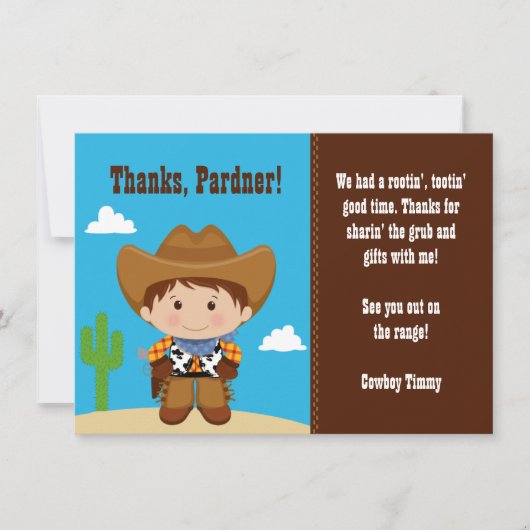 カウボーイの誕生会のサンキューカード サンキューカード (正面)