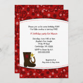 カウボーイの誕生会の赤いペイズリーのブーツの蹄鉄 招待状 (正面/裏面)