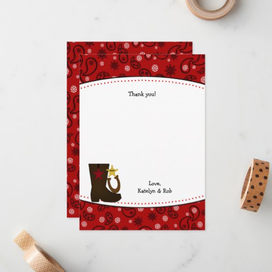 カウボーイの誕生会はメッセージカード感謝していしています ノートカード (正面/裏面インサイチュ)