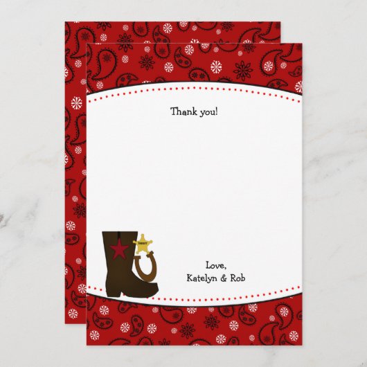 カウボーイの誕生会はメッセージカード感謝していしています ノートカード (正面/裏面)