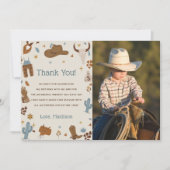 カウボーイの誕生日パーティーお礼カードの写真 招待状 (正面)