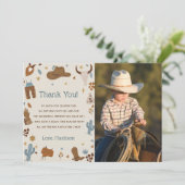 カウボーイの誕生日パーティーお礼カードの写真 招待状 (スタンド正面)