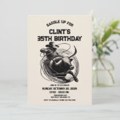 カウボーイの誕生日パーティー招待状、ブルーライディングロデオ🎉🤠 招待状 (スタンド正面)