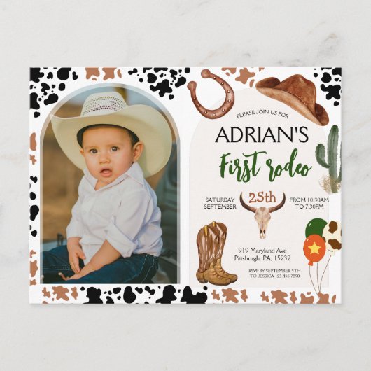 カウボーイの誕生日パーティー　ファーストロデオ ポストカード (正面)