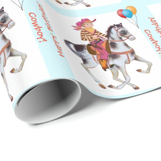 カウボーイの誕生日プレゼントの覆い ラッピングペーパー (ロールコーナー)