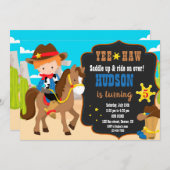 カウボーイの誕生日招待状 ウェスタンな男の子の招待状 招待状 (正面/裏面)