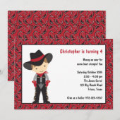 カウボーイの誕生日招待状 招待状 (正面/裏面)