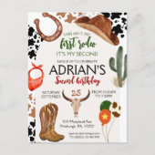 カウボーイの誕生日2歳 ロデオの誕生日パーティー ポストカード (正面)