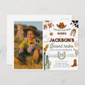 カウボーイの誕生日 2歳のロデオ誕生日パーティー ポストカード (正面/裏面)