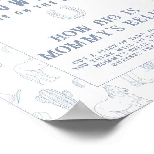 カウボーイの赤ちゃんシャワーどのように大きいママのベリーゲーム ポスター (角)