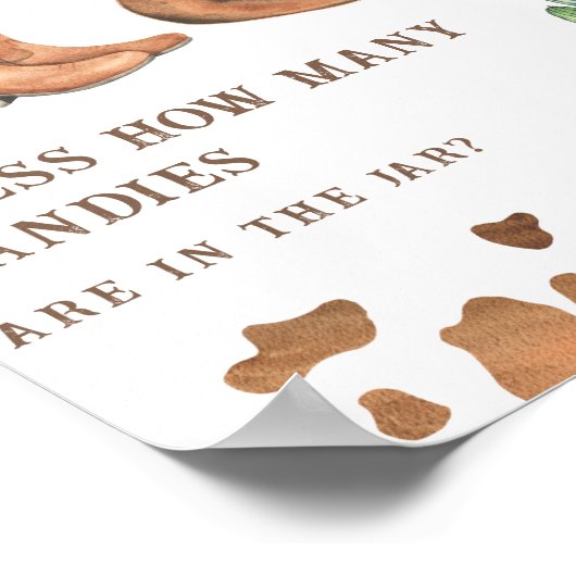 カウボーイの赤ちゃんシャワーキャンディーの数を推測 ポスター (角)