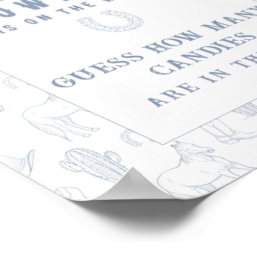 カウボーイの赤ちゃんシャワーキャンディーの数を推測 ポスター (角)